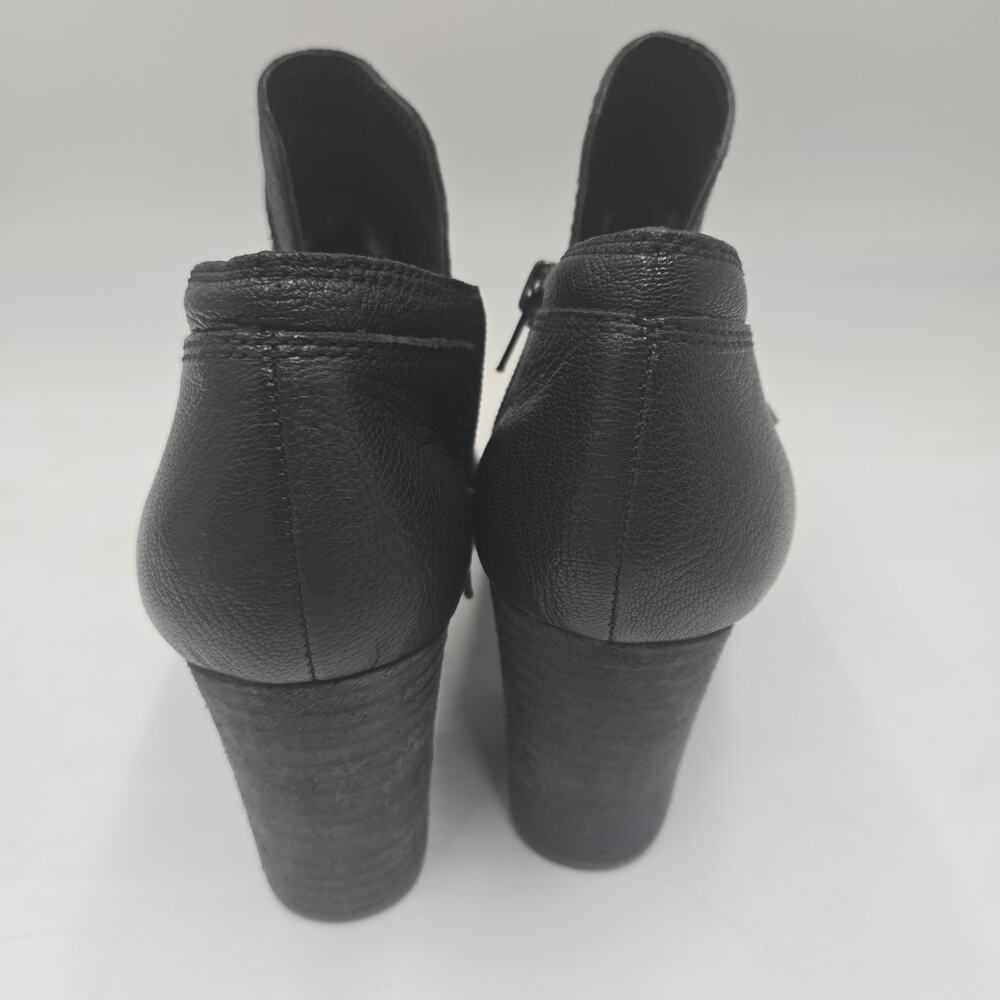 Lucky Brand Women’s Sz 8.5 Natlee Bootie Black Leather Block Heel Double Zipper - Picture 4 of 8